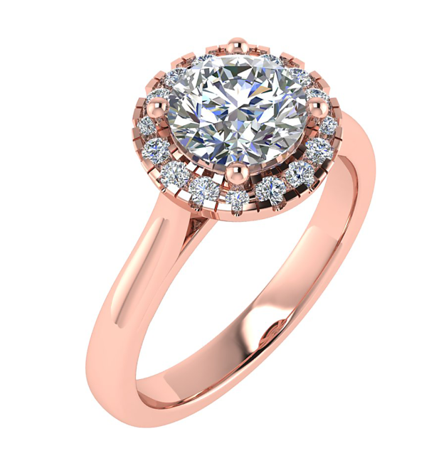 Engangement Ring : Classic Single Halo Round Ring in Gold and Platinum