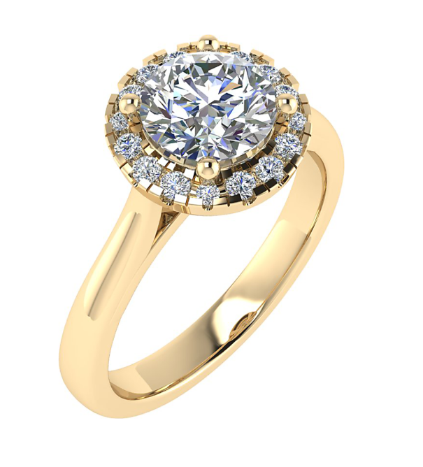 Engangement Ring : Classic Single Halo Round Ring in Gold and Platinum